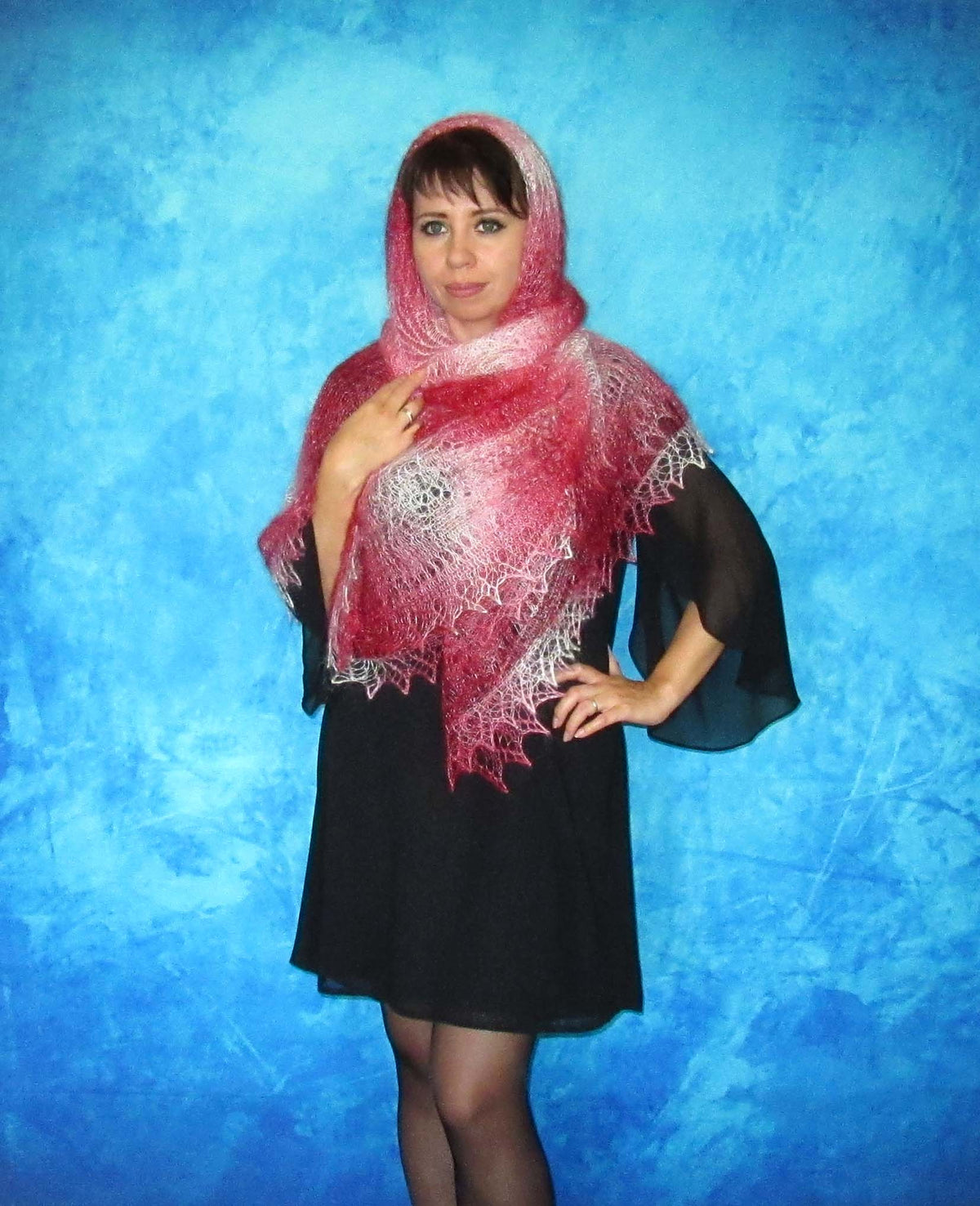 Gestrickter Ziegenflaum Schal Orenburger Schal Shawl Scarf Strick Stola Handmade