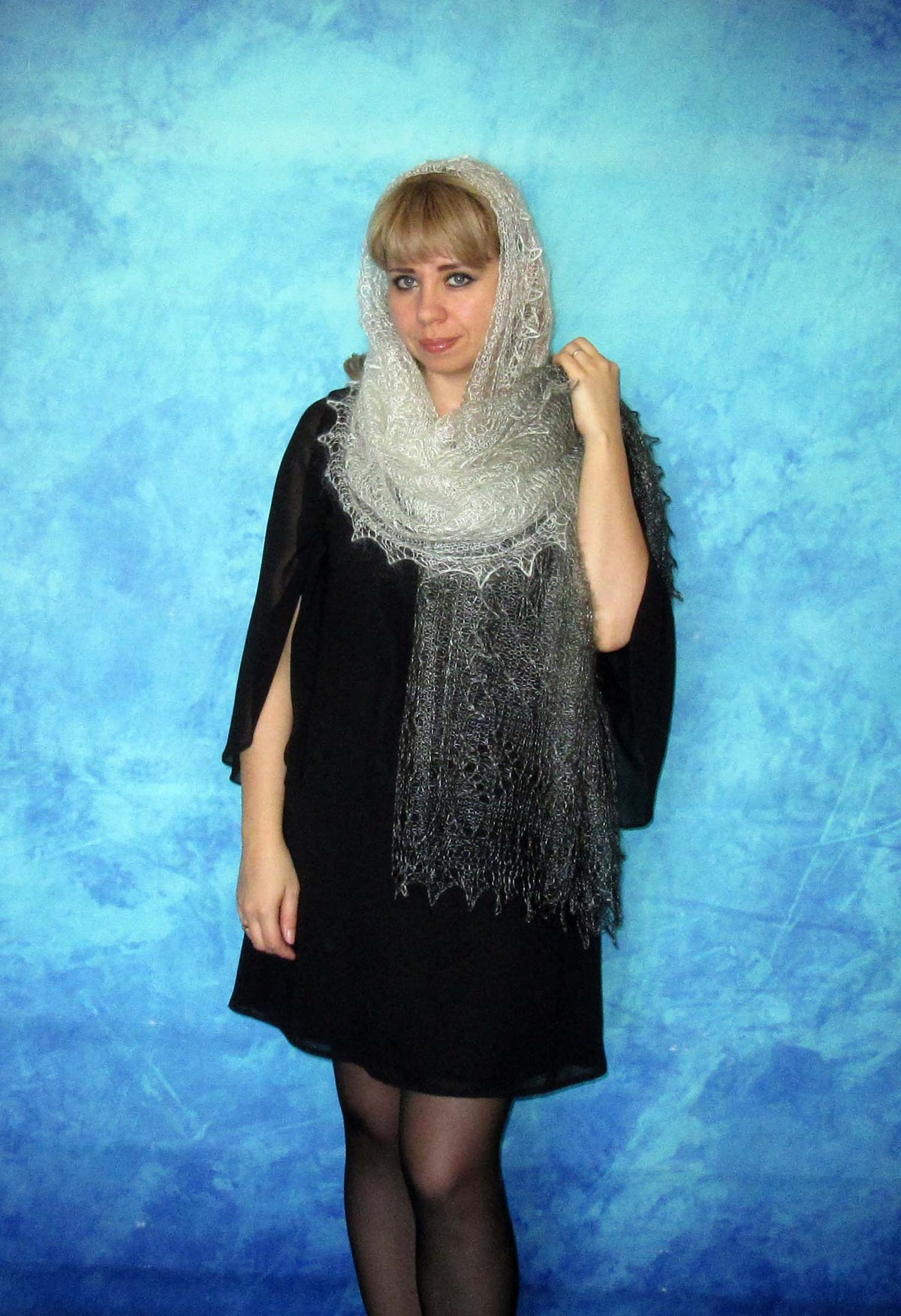 Gestrickter Ziegenflaum Schal Orenburger Schal Shawl Scarf Strick Stola Handmade