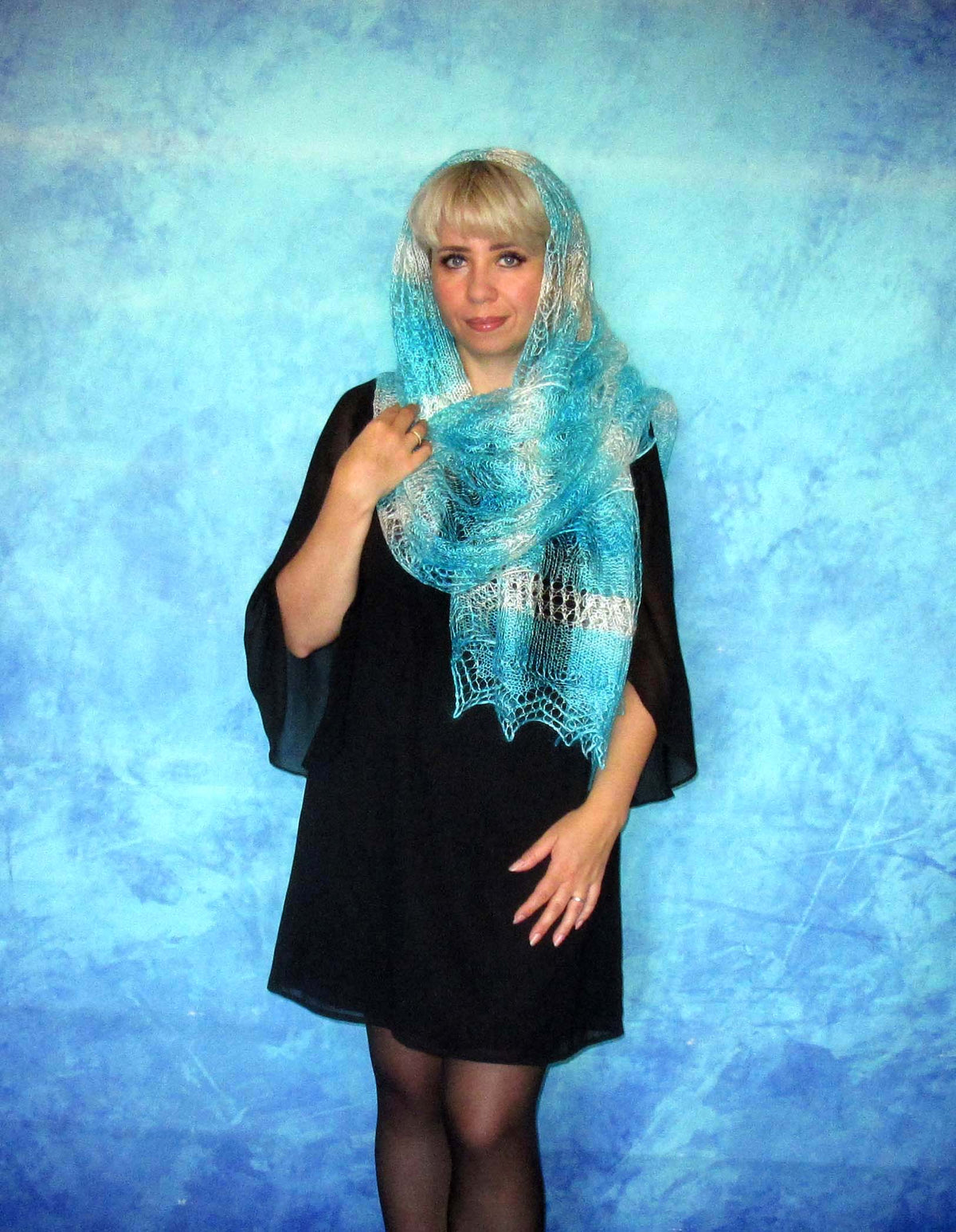 Gestrickter Ziegenflaum Schal Orenburger Schal Shawl Scarf Strick Stola Handmade