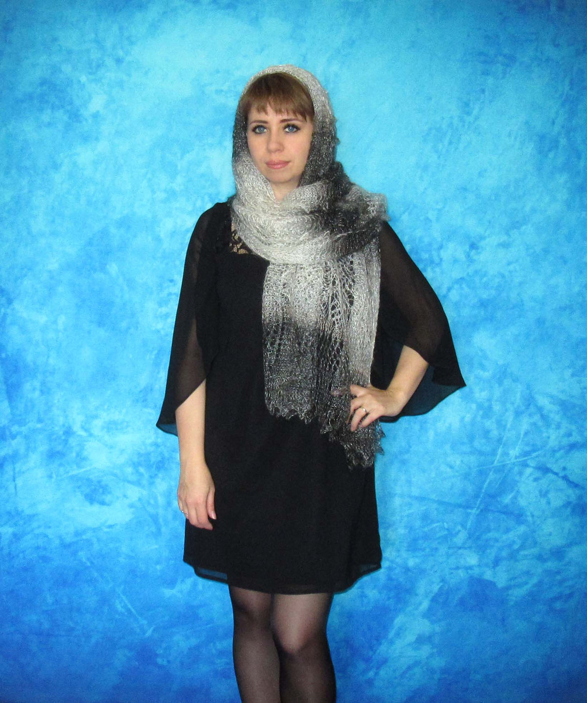 Gestrickter Ziegenflaum Schal Orenburger Schal Shawl Scarf Strick Stola Handmade