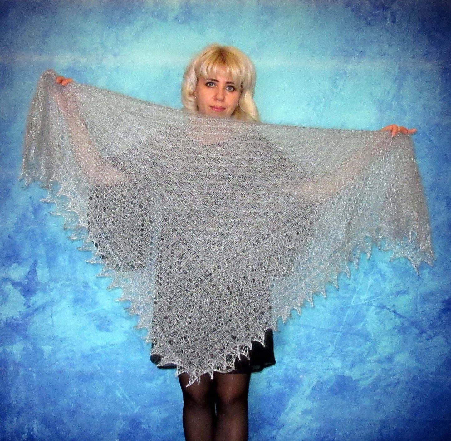 Gestrickter Ziegenflaum Schal Orenburger Schal Shawl Scarf Strick Stola Handmade