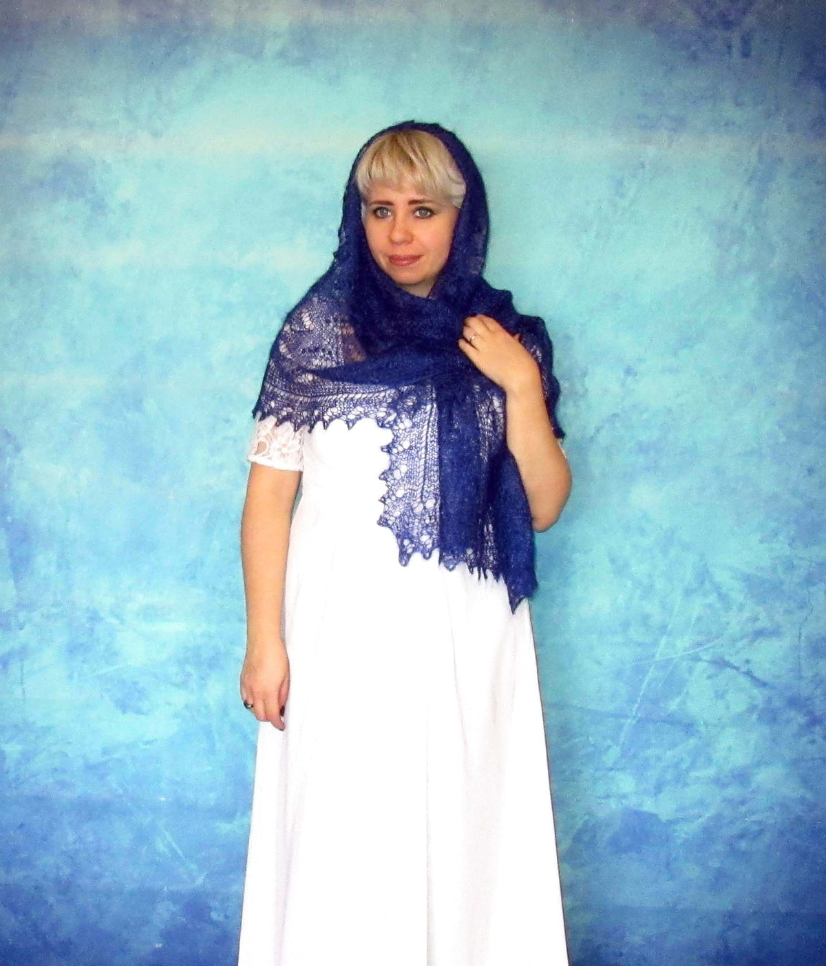 Gestrickter Ziegenflaum Schal Orenburger Schal Shawl Scarf mit Stikerei Handmade