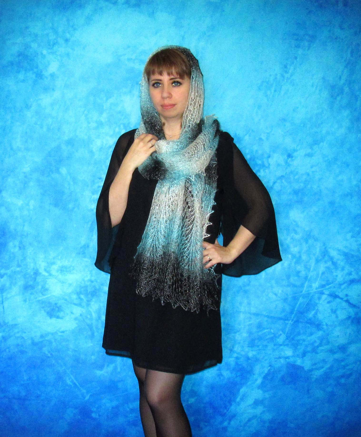 Gestrickter Ziegenflaum Schal Orenburger Schal Shawl Scarf Strick Stola Handmade