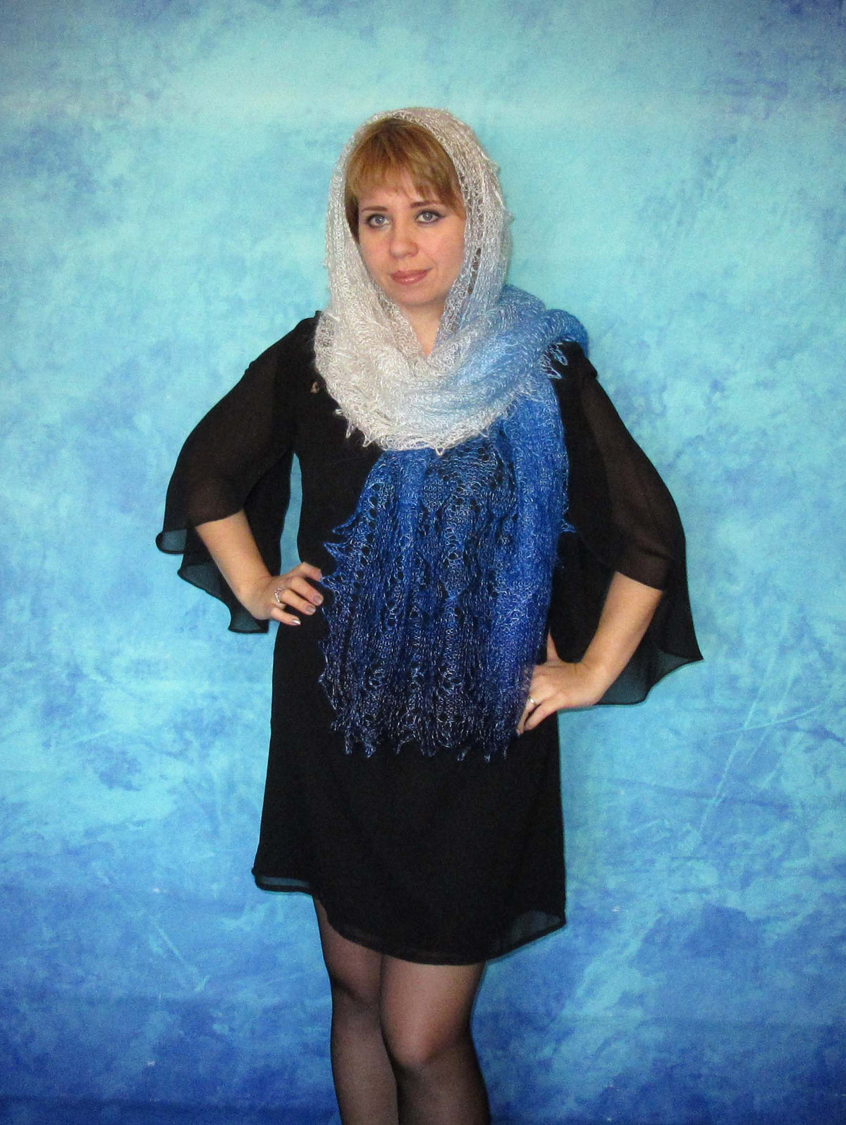 Gestrickter Ziegenflaum Schal Orenburger Schal Shawl Scarf Strick Stola Handmade