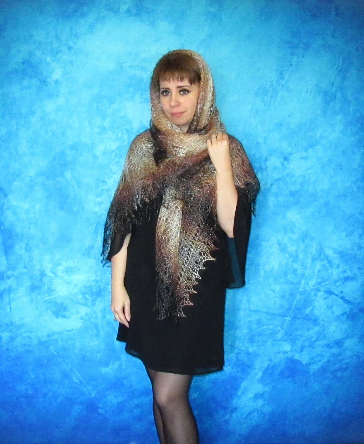 Gestrickter Ziegenflaum Schal Orenburger Schal Shawl Scarf Strick Stola Handmade