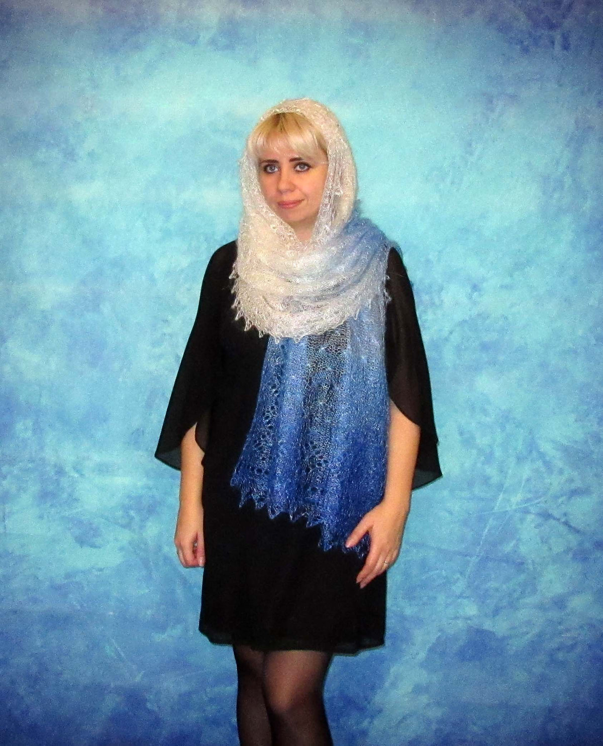Gestrickter Ziegenflaum Schal Orenburger Schal Shawl Scarf Strick Stola Handmade
