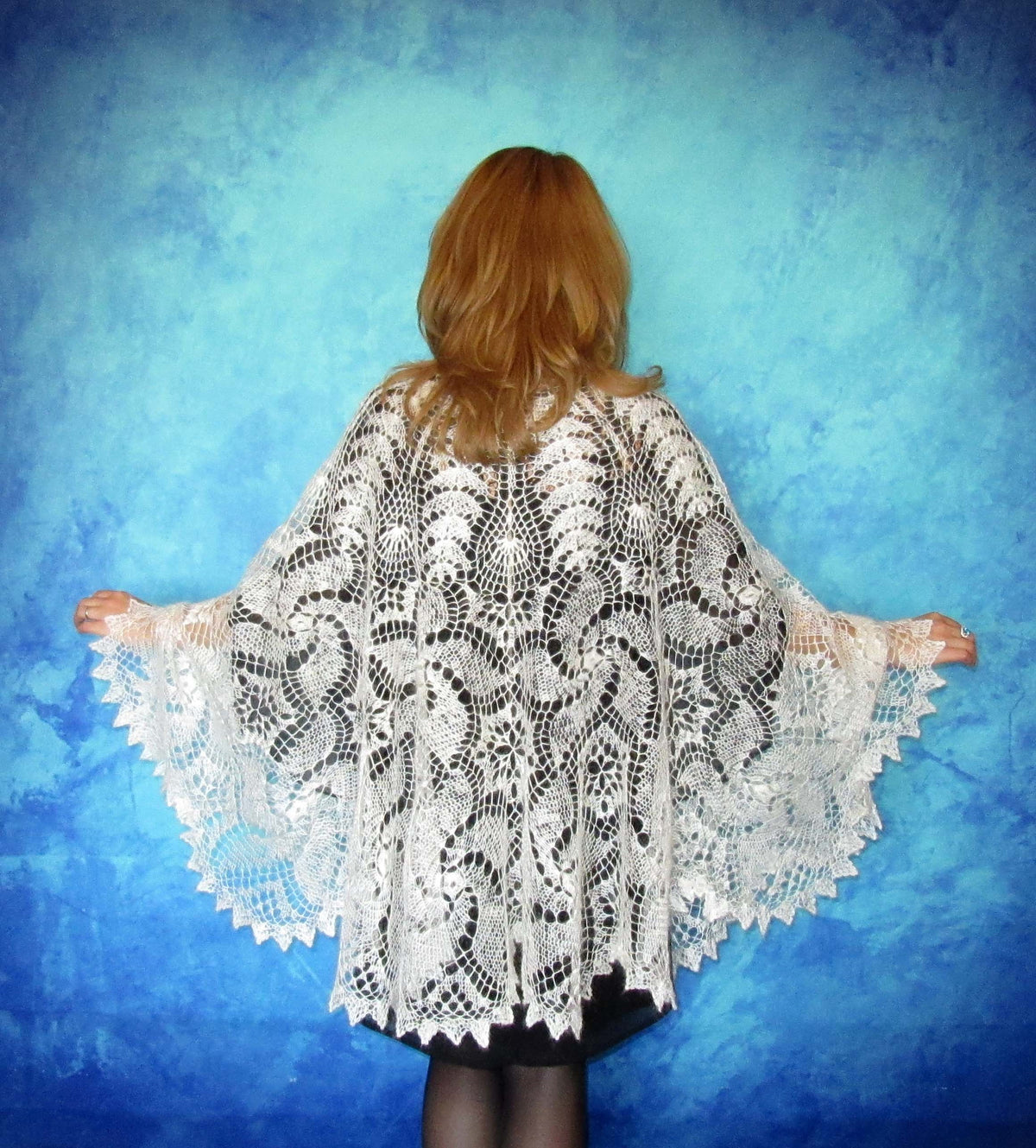 Orenburger Schal Gestrickter Ziegenflaum Schal Pelerina Strick Stola Handmade