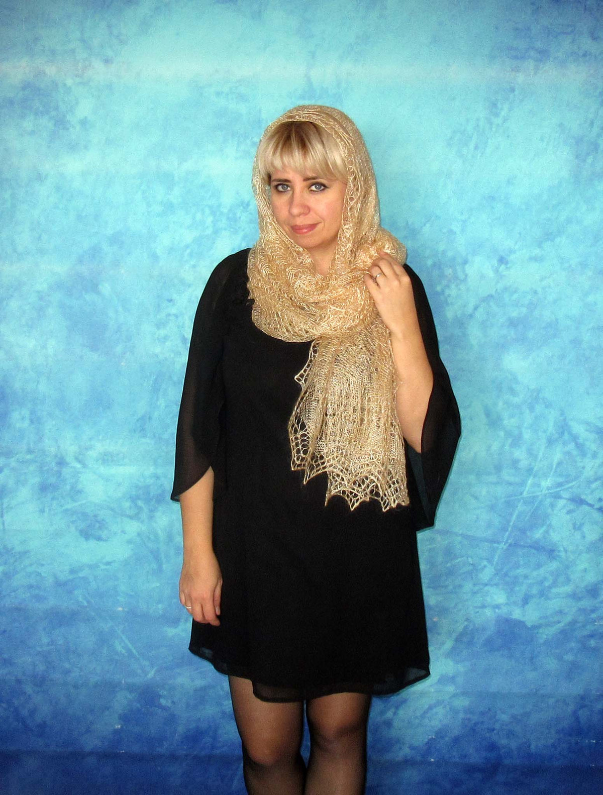 Gestrickter Ziegenflaum Schal Orenburger Schal Shawl Scarf Strick Stola Handmade