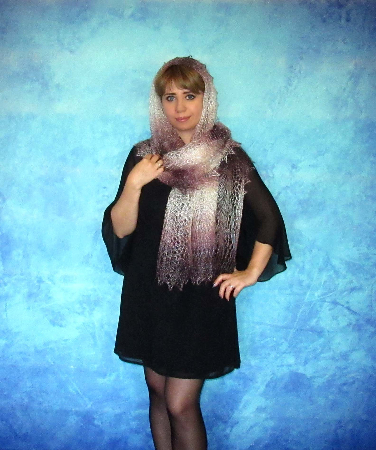 Gestrickter Ziegenflaum Schal Orenburger Schal Shawl Scarf Strick Stola Handmade