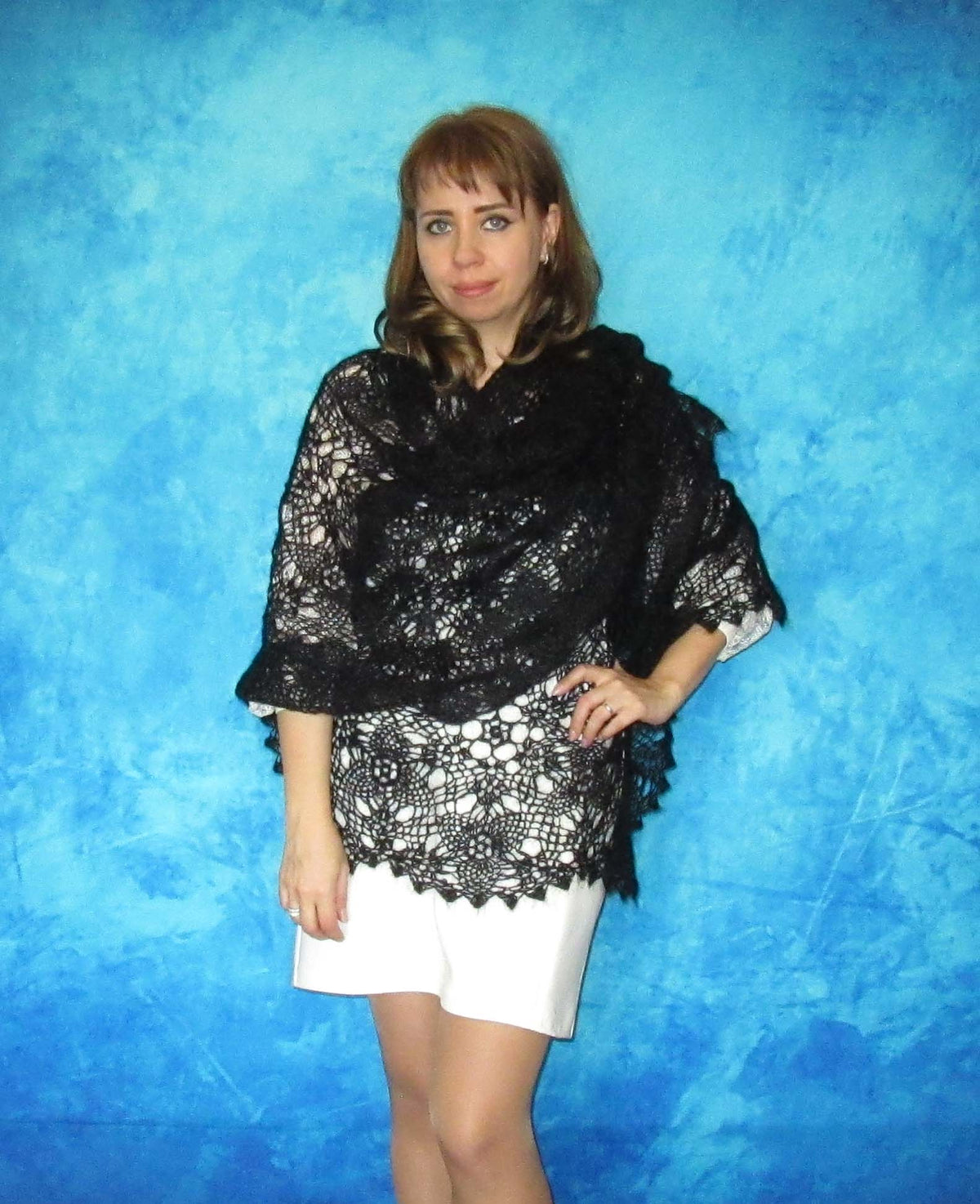 Orenburger Schal Gestrickter Ziegenflaum Schal Umhängetuch Pelerina Shawl Scharf