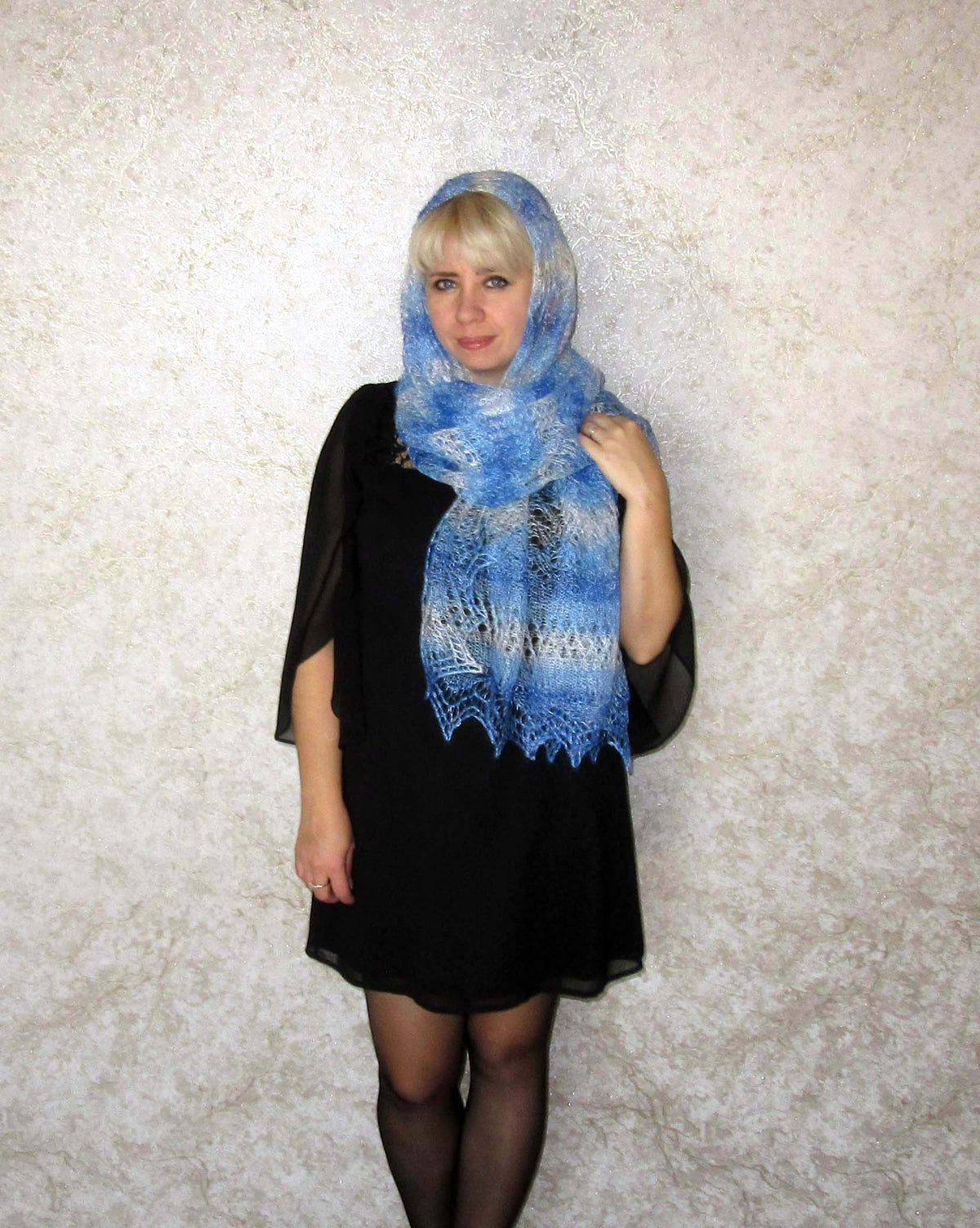 Gestrickter Ziegenflaum Schal Orenburger Schal Shawl Scarf Strick Stola Handmade