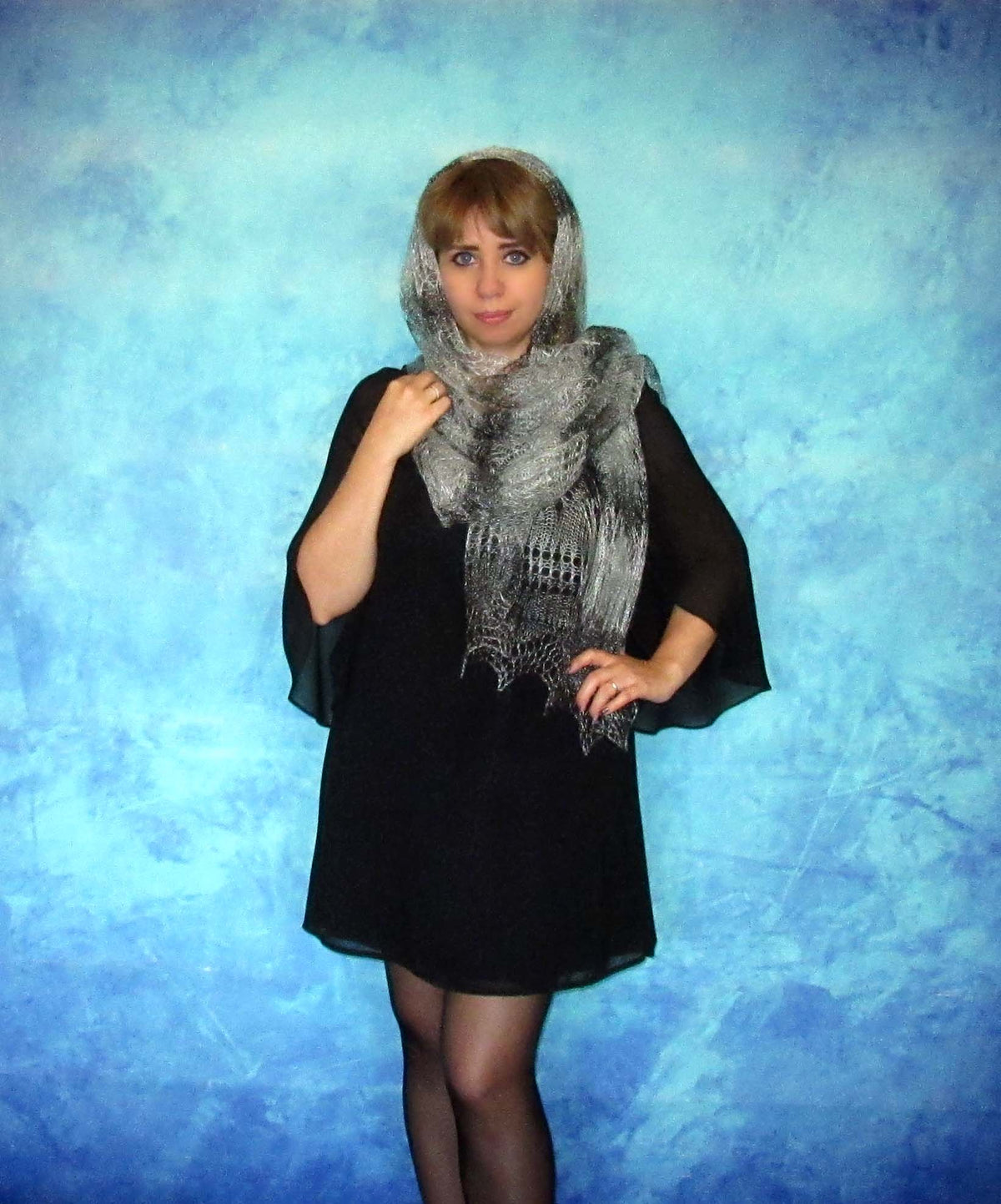 Gestrickter Ziegenflaum Schal Orenburger Schal Shawl Scarf Strick Stola Handmade