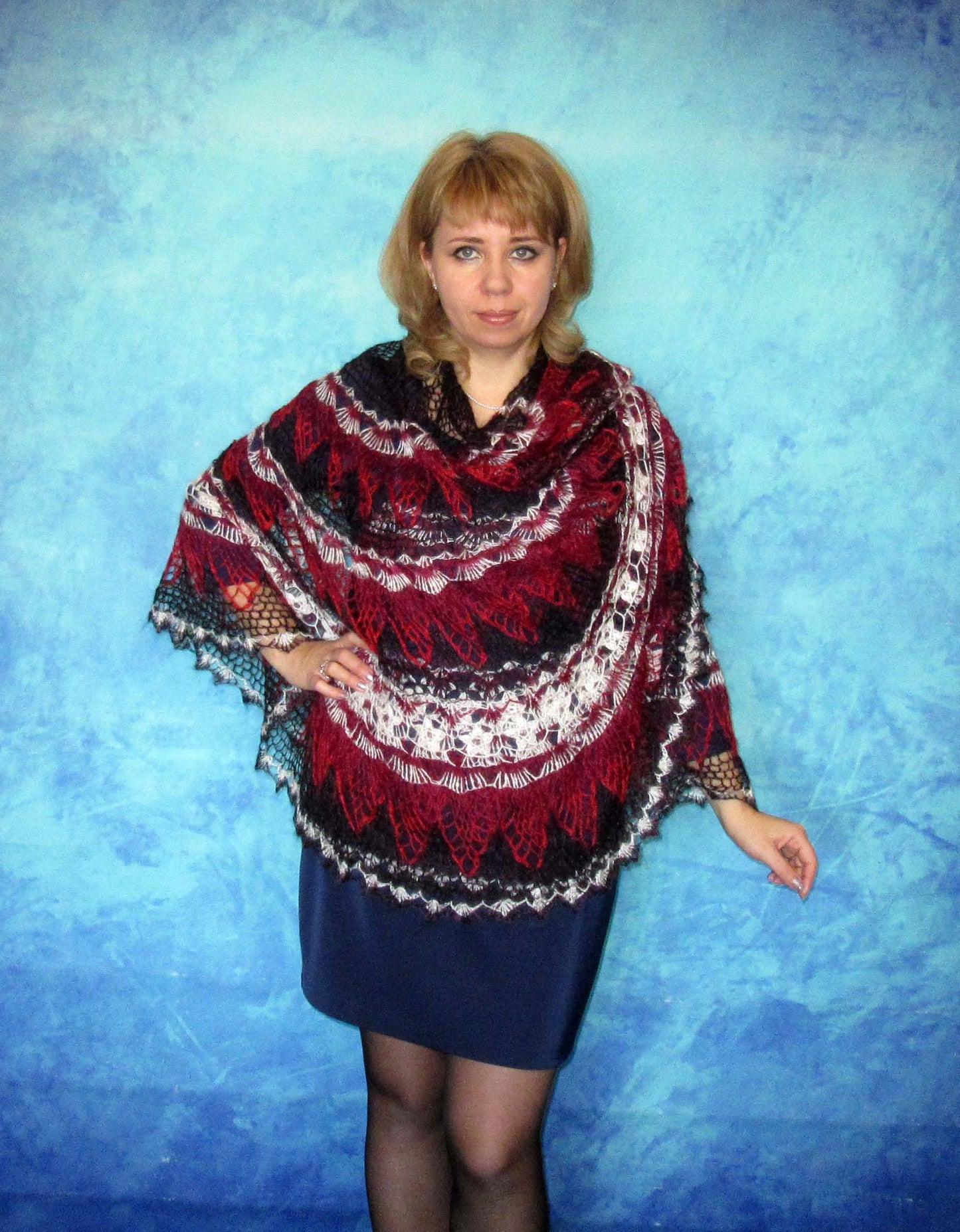 Gestrickter Ziegenflaum Schal Orenburger Schal Pelerina Strick Stola Handmade