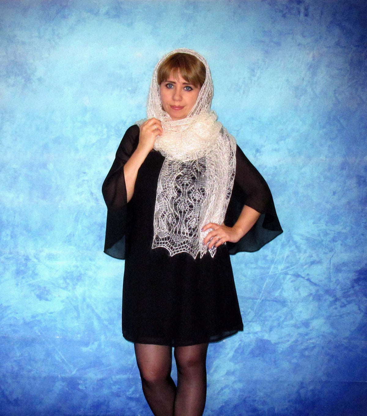 Gestrickter Ziegenflaum Schal Orenburger Schal Shawl Scarf Strick Stola Handmade