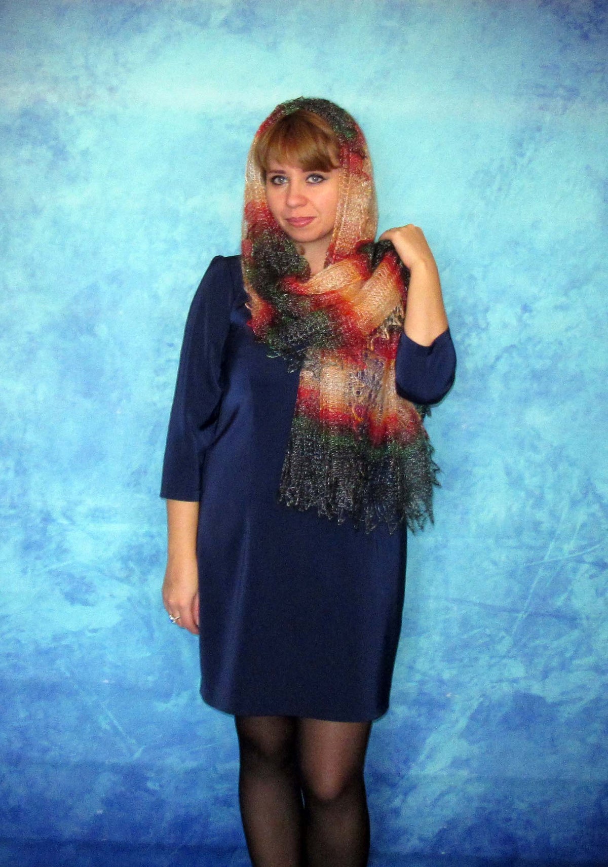 Gestrickter Ziegenflaum Schal Orenburger Schal Shawl Scarf Strick Stola Handmade