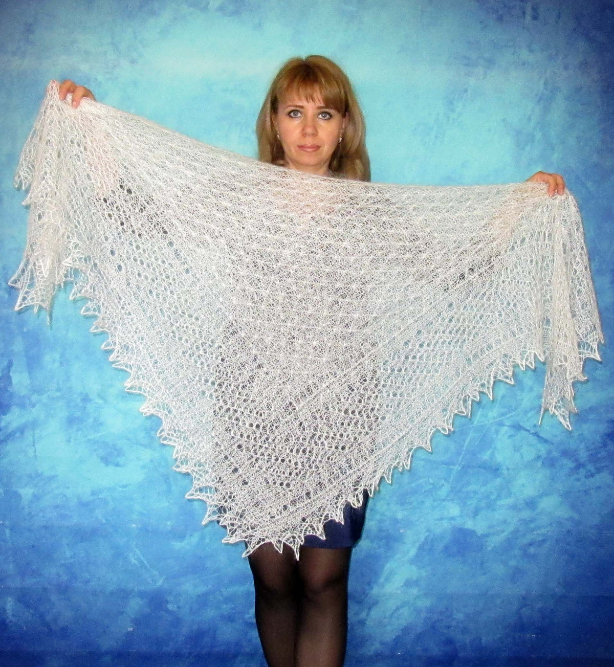 Gestrickter Ziegenflaum Schal Orenburger Schal Shawl Scarf Strick Stola Handmade
