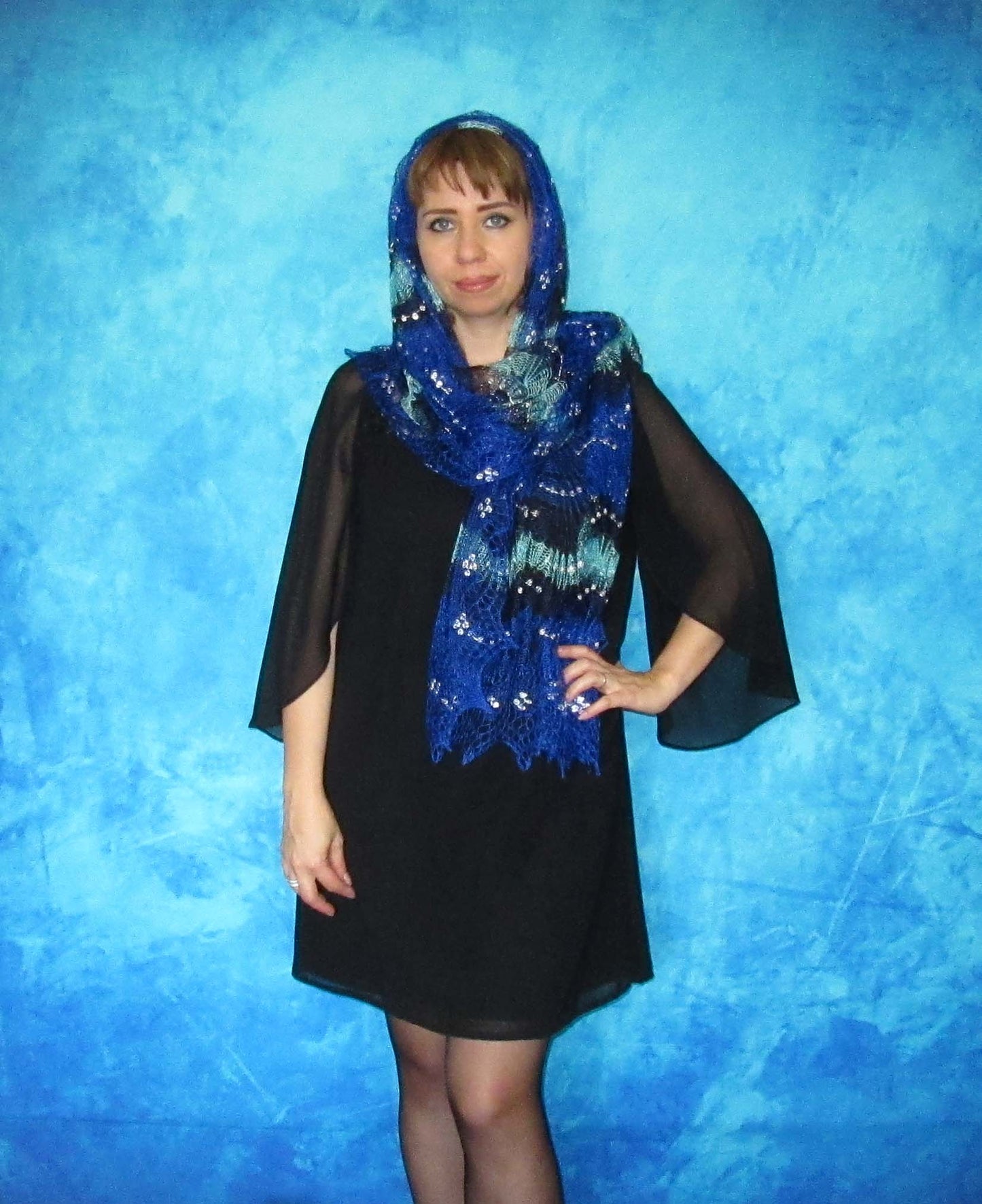 Gestrickter Ziegenflaum Schal Orenburger Schal Shawl Scarf mit Stikerei Handmade