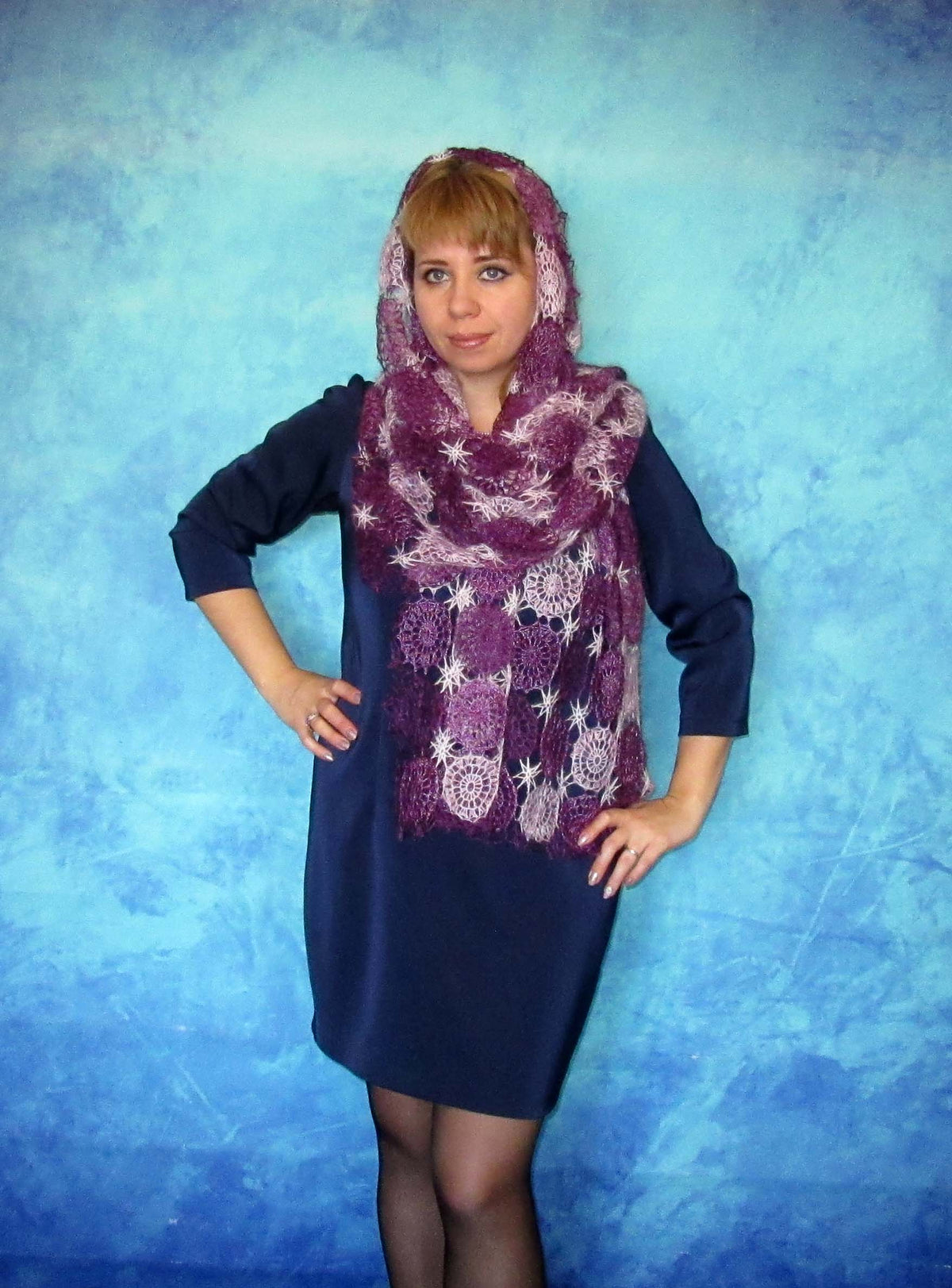 Gestrickter Ziegenflaum Schal Orenburger Schal Shawl Scarf Strick Stola Handmade