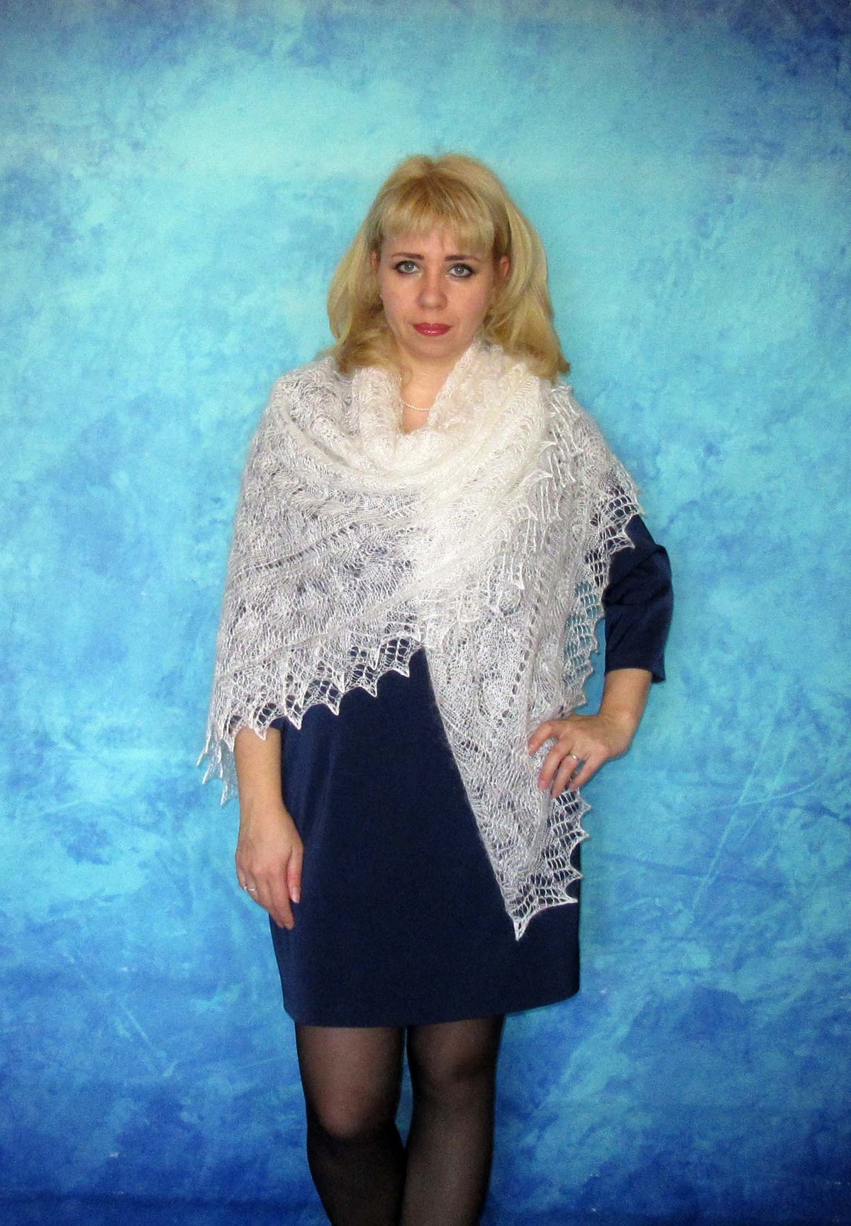 Gestrickter Ziegenflaum Schal Orenburger Schal Shawl Scarf Strick Stola Handmade