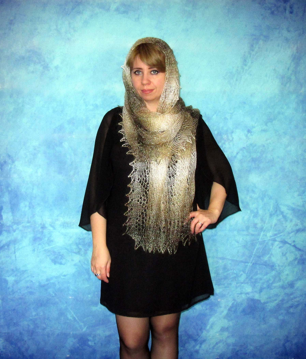 Gestrickter Ziegenflaum Schal Orenburger Schal Shawl Scarf Strick Stola Handmade