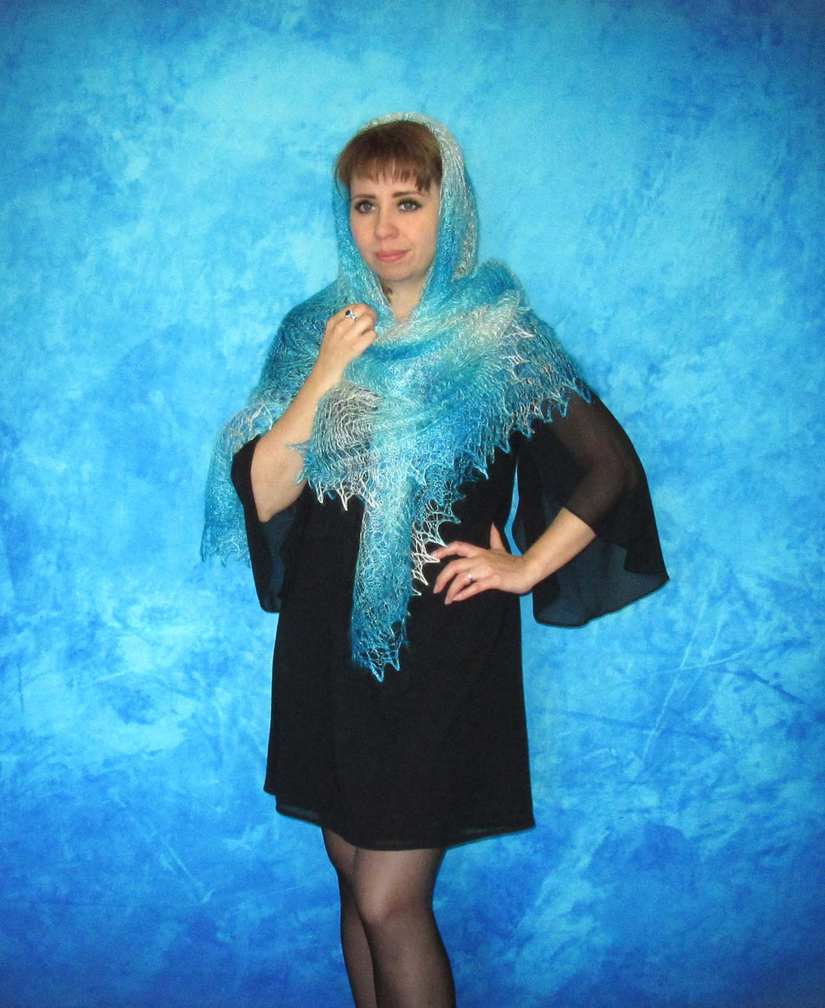 Gestrickter Ziegenflaum Schal Orenburger Schal Shawl Scarf Strick Stola Handmade