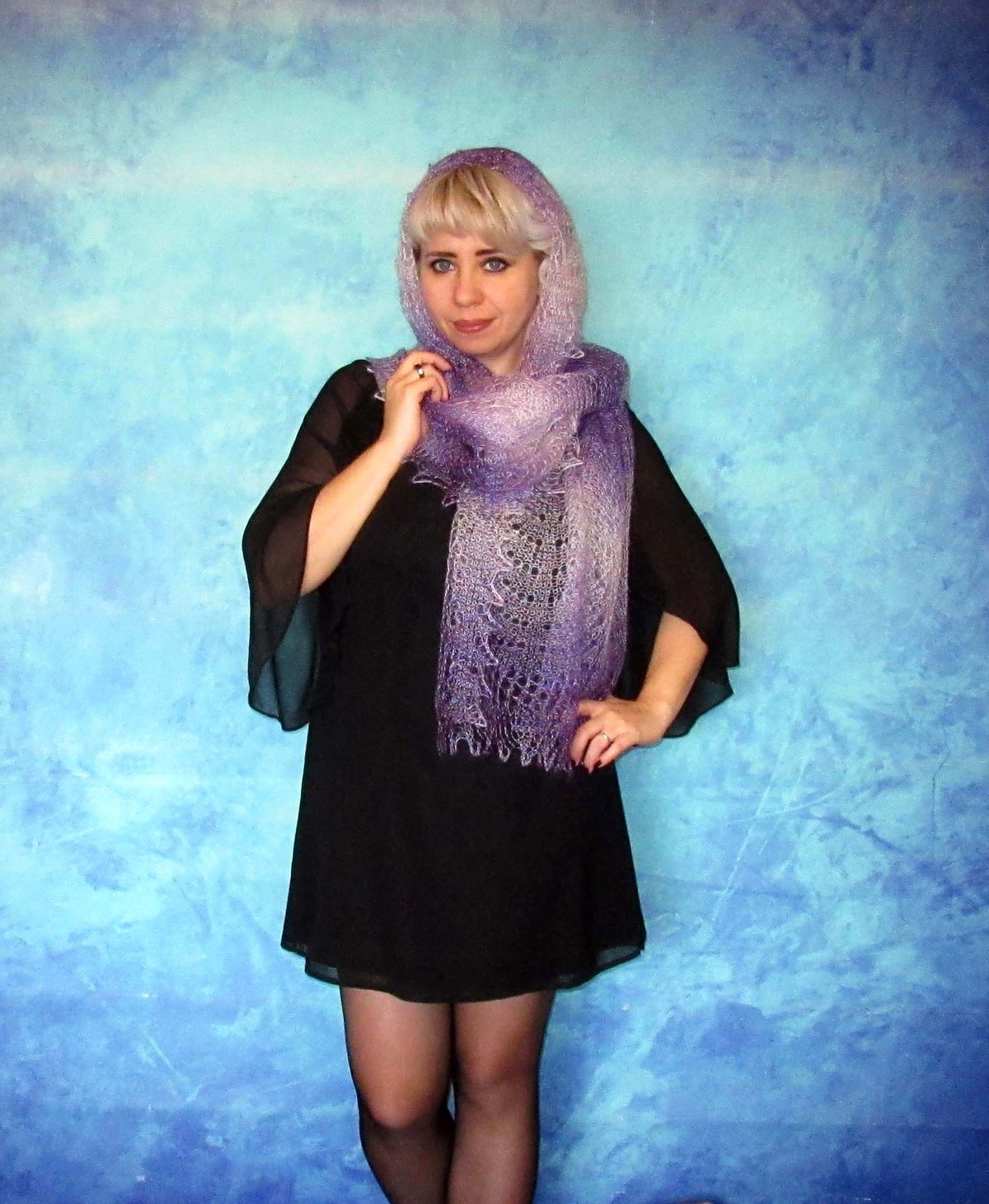 Gestrickter Ziegenflaum Schal Orenburger Schal Shawl Scarf Strick Stola Handmade
