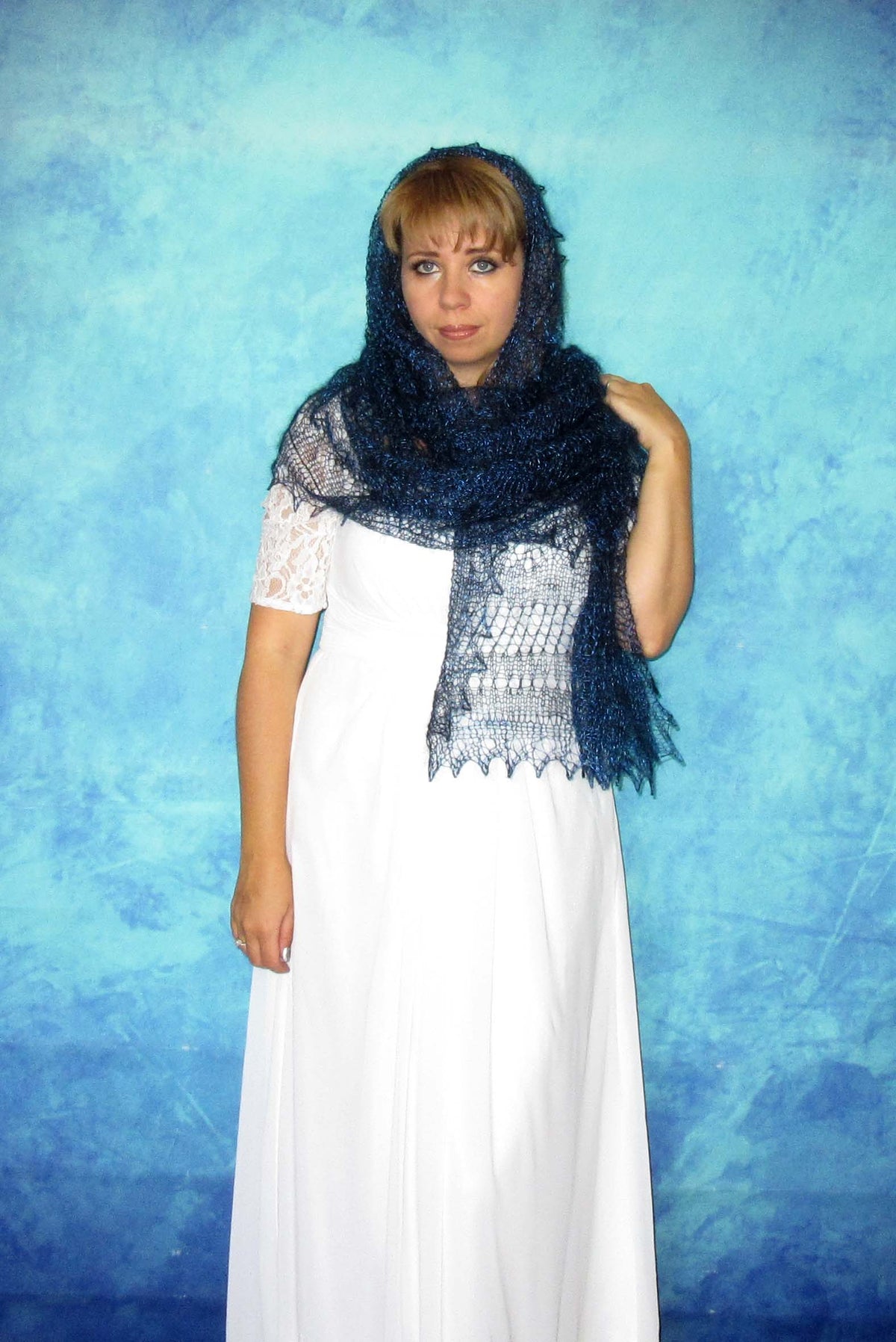 Gestrickter Ziegenflaum Schal Orenburger Schal Shawl Scarf Strick Stola Handmade