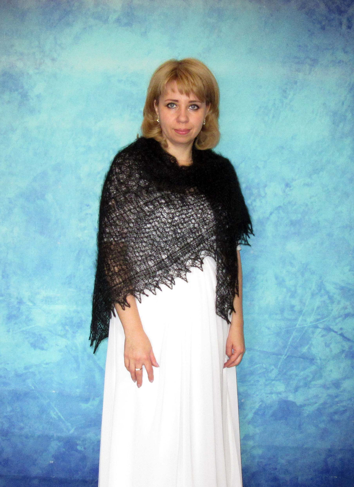 Gestrickter Ziegenflaum Schal Orenburger Schal Shawl Scarf Strick Stola Handmade