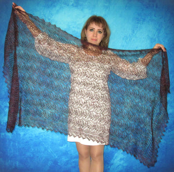 Orenburger Schal Gestrickter Ziegenflaum Schal Shawl Scarf Strick Stola Handmade