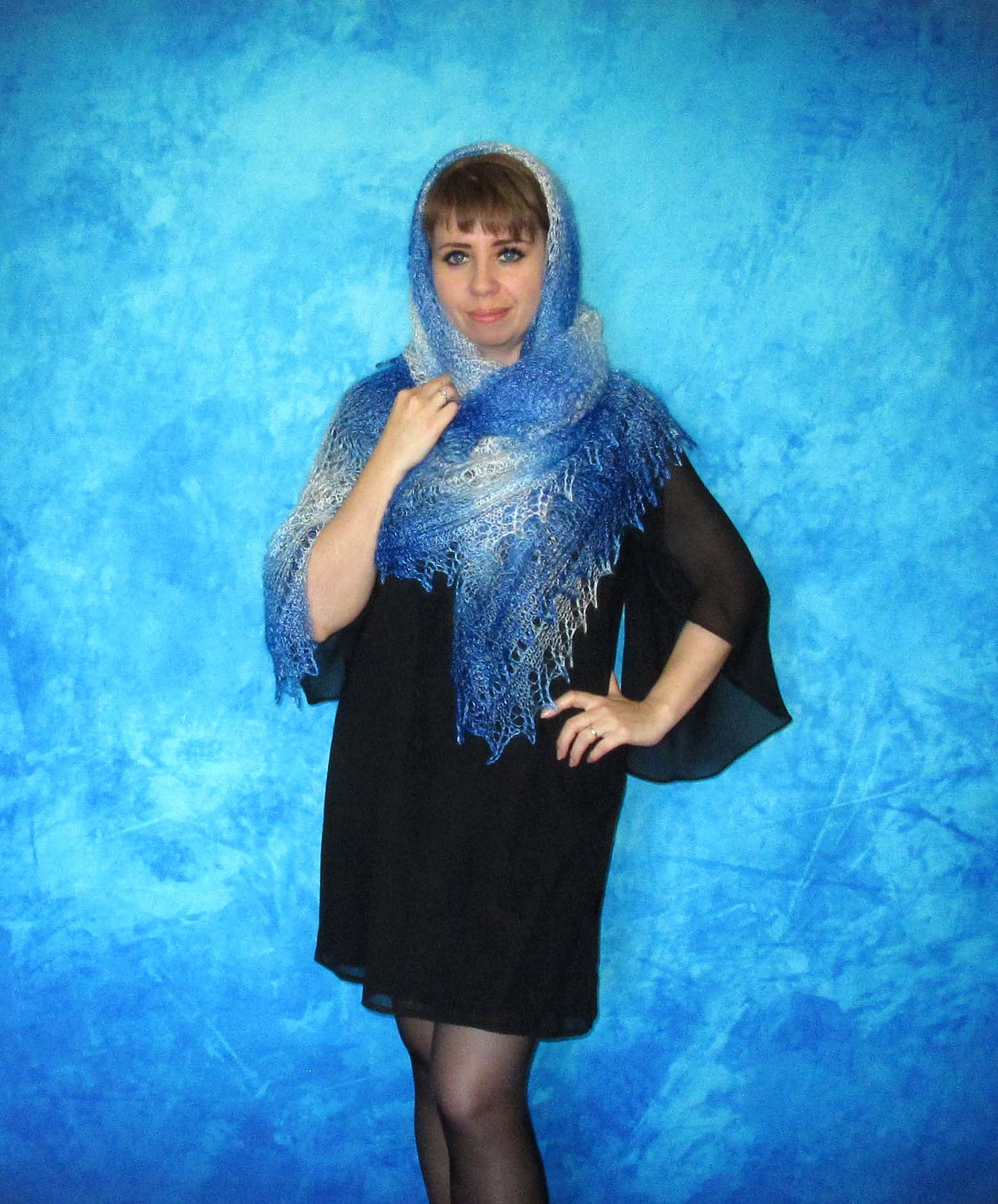 Gestrickter Ziegenflaum Schal Orenburger Schal Shawl Scarf Strick Stola Handmade