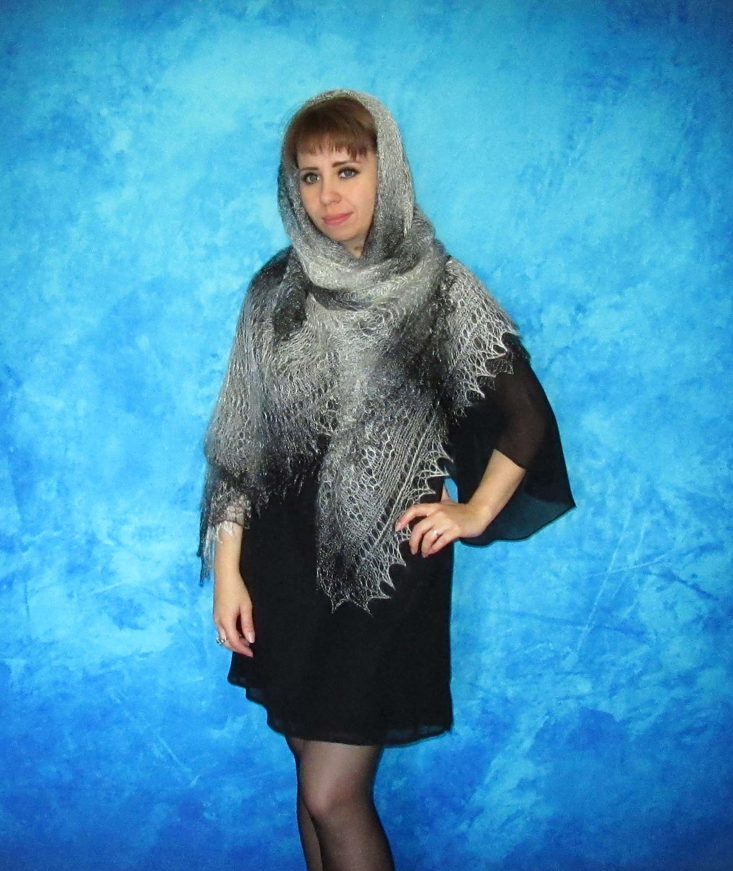 Gestrickter Ziegenflaum Schal Orenburger Schal Shawl Scarf Strick Stola Handmade