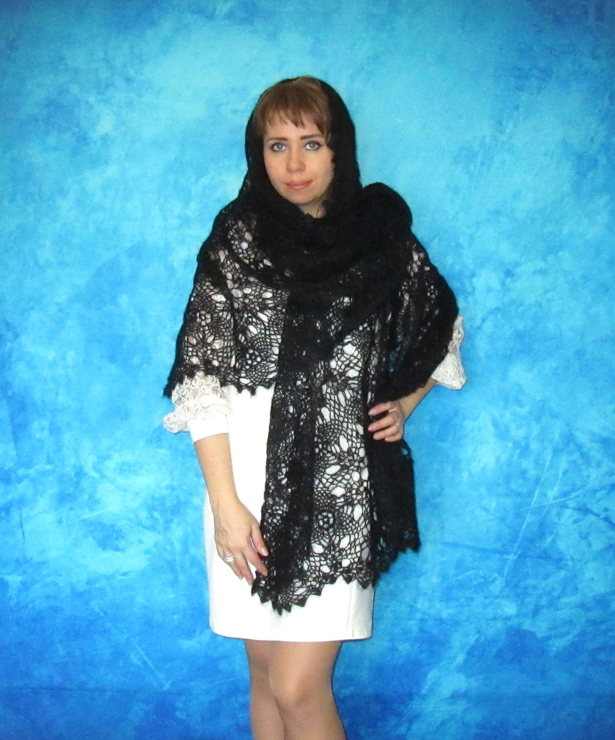 Orenburger Schal Gestrickter Ziegenflaum Schal Umhängetuch Pelerina Shawl Scharf