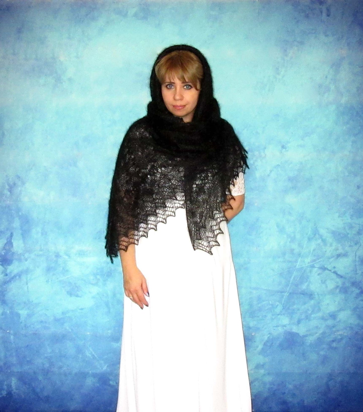 Gestrickter Ziegenflaum Schal Orenburger Schal Shawl Scarf Strick Stola Handmade