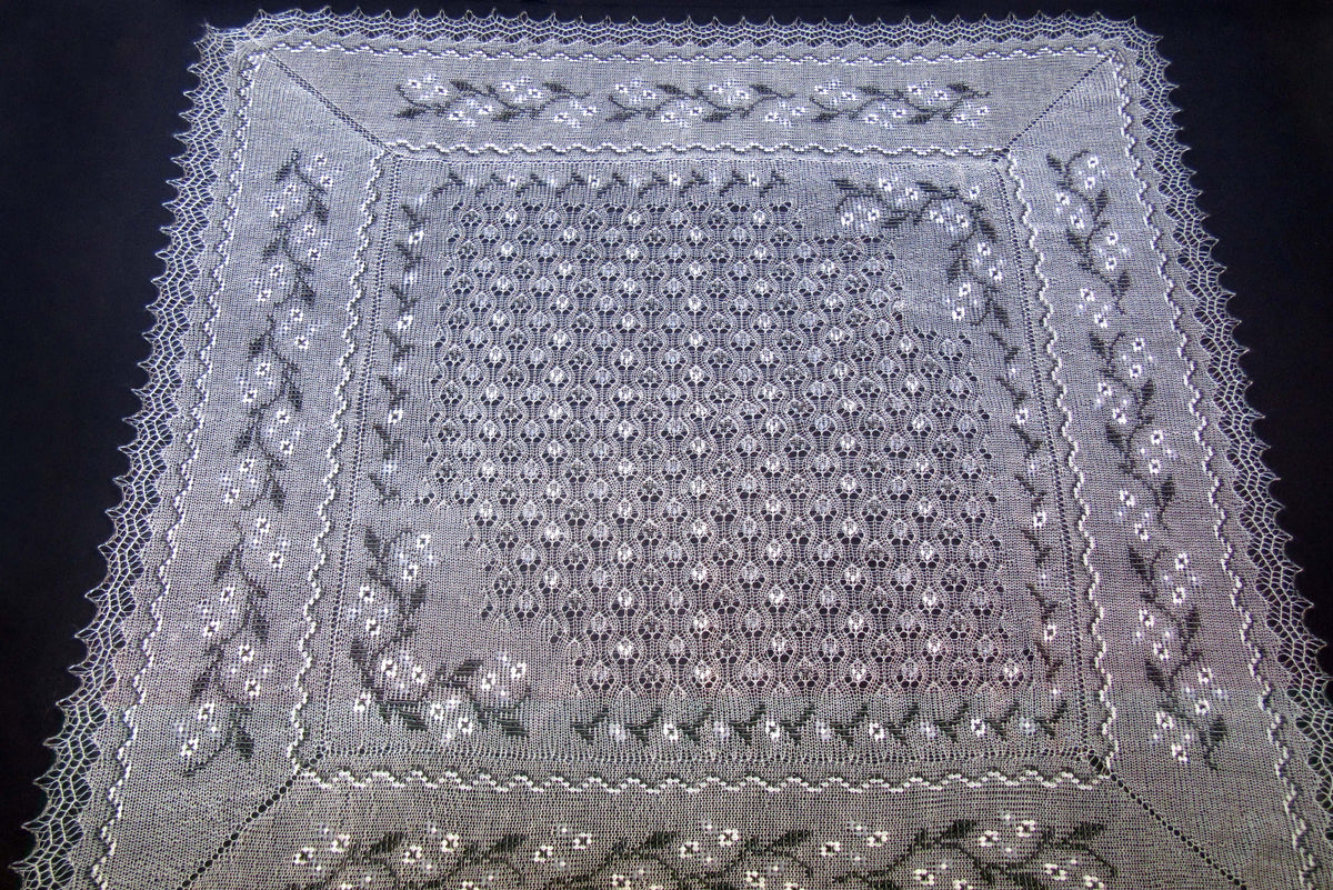 Orenburger Schal Gestrickter Ziegenflaum Schal Pelerina Strick Stola mit Stickerei Handmade