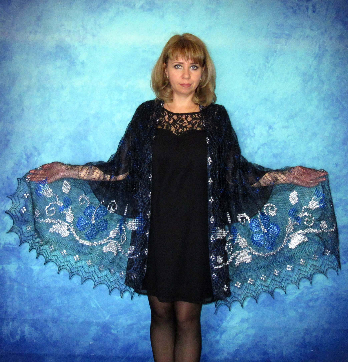 Gestrickter Ziegenflaum Schal Orenburger Schal Shawl Scarf Strick Stola Handmade