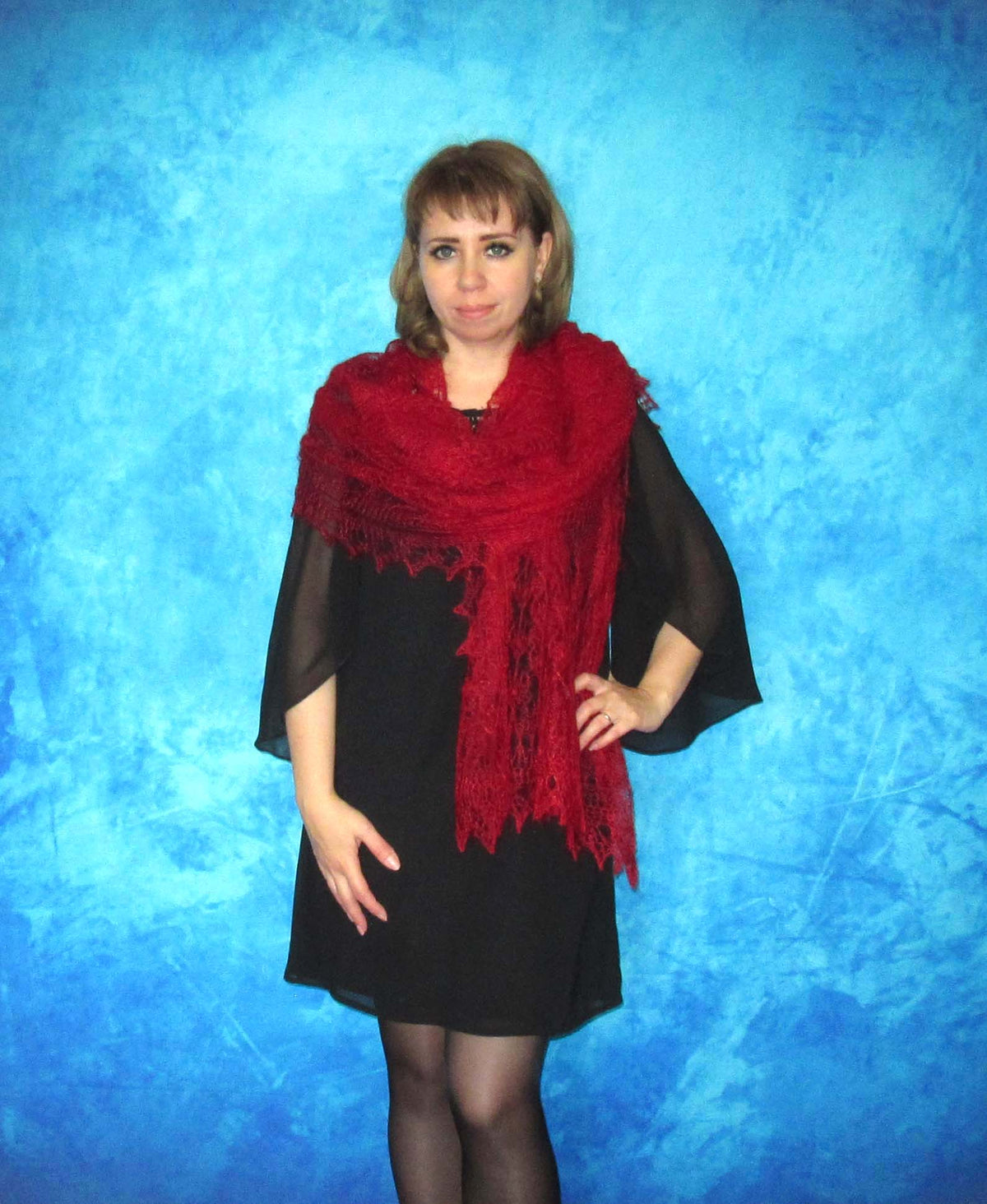 Gestrickter Ziegenflaum Schal Orenburger Schal Shawl Scarf mit Stikerei Handmade