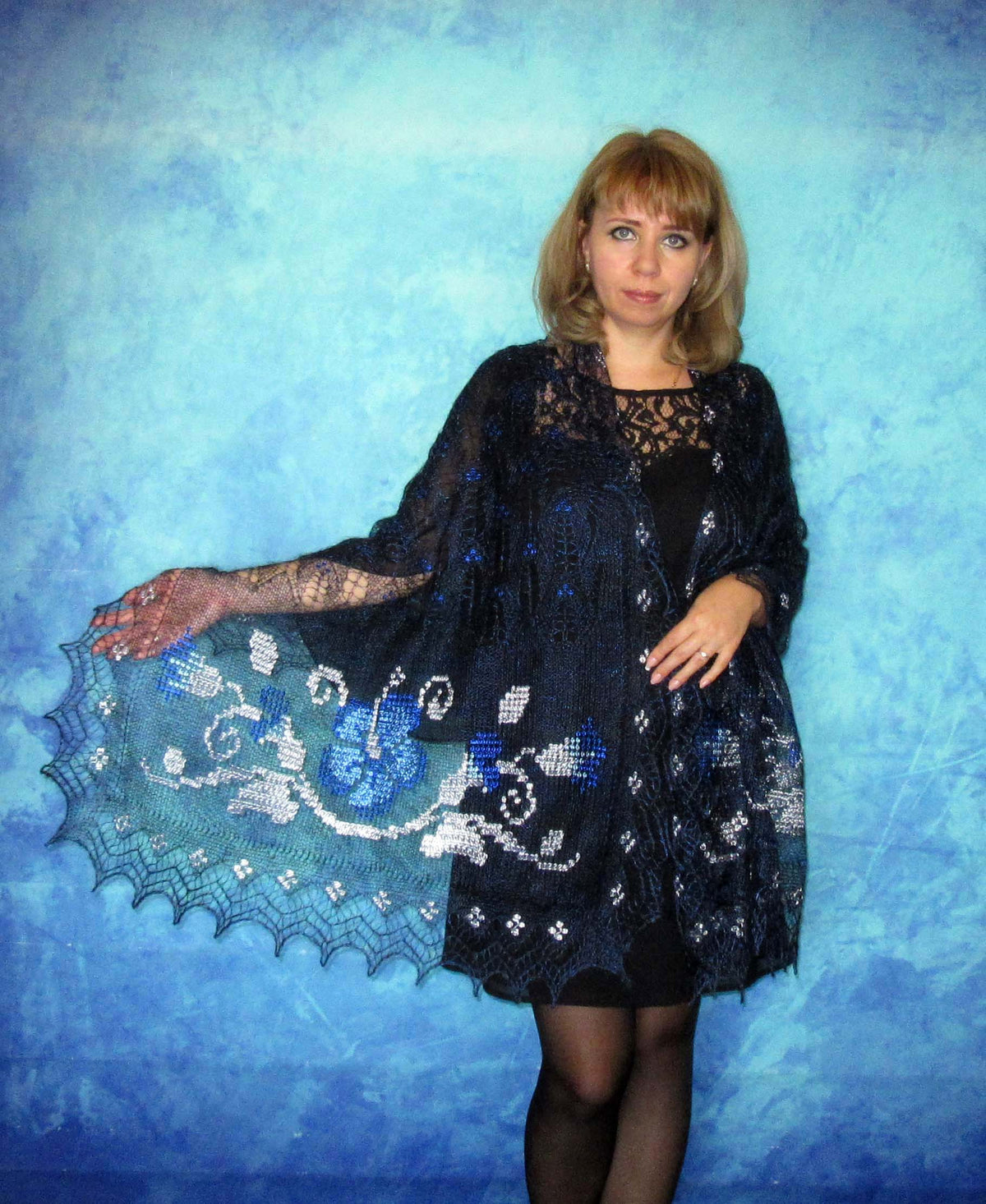 Gestrickter Ziegenflaum Schal Orenburger Schal Shawl Scarf Strick Stola Handmade