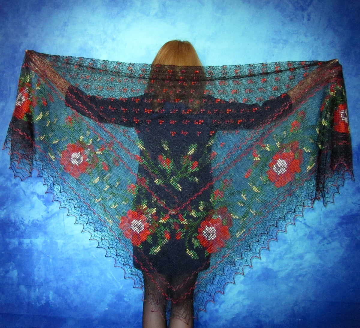 Gestrickter Ziegenflaum Schal Orenburger Schal Pelerina Strick Stola Handmade