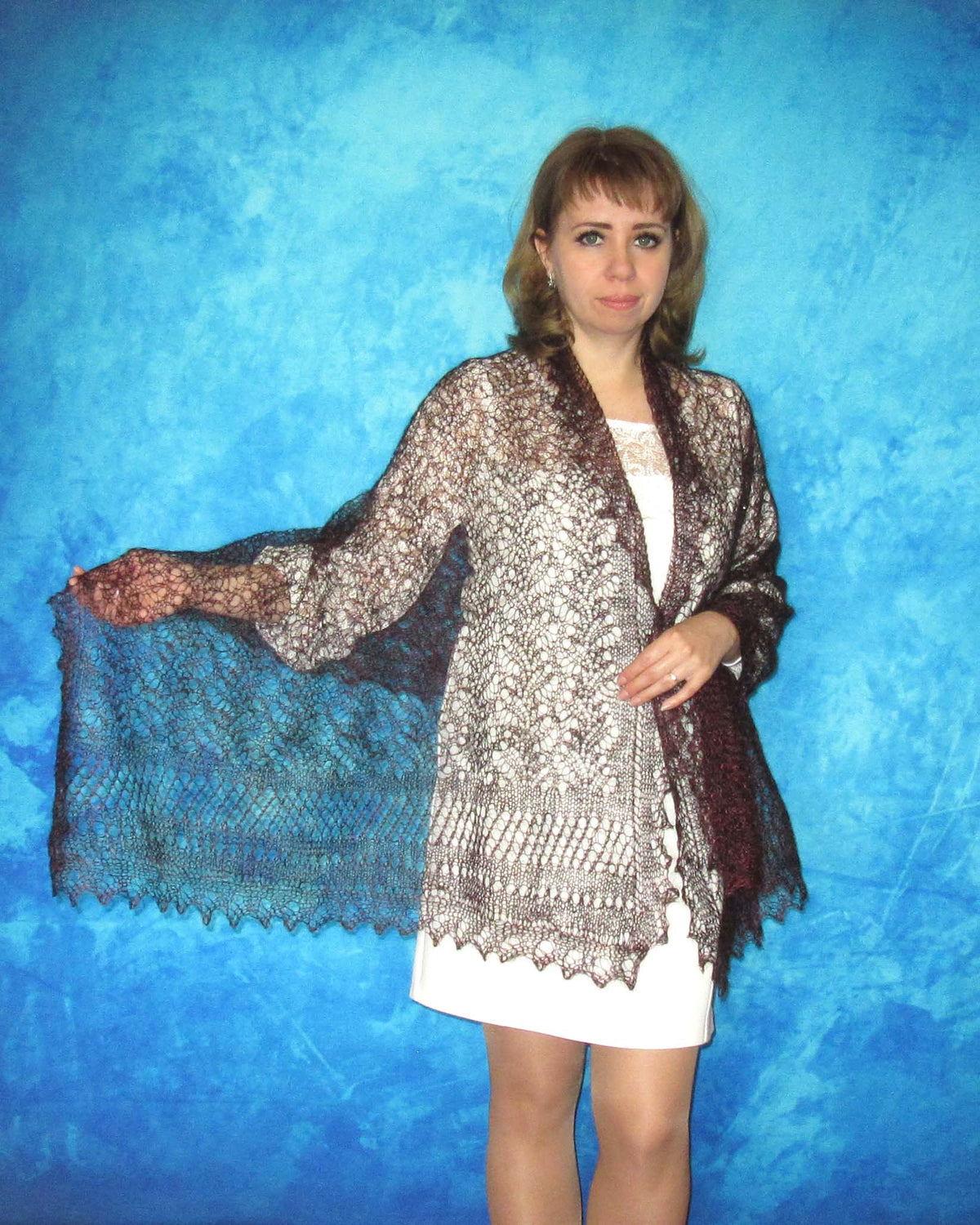 Gestrickter Ziegenflaum Schal Orenburger Schal Shawl Scarf Strick Stola Handmade